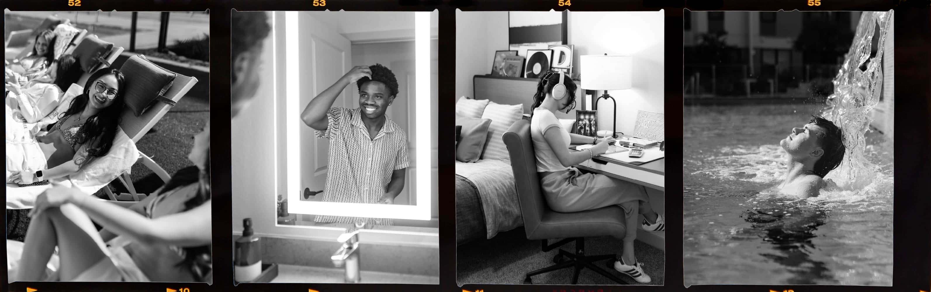 film roll of students living their best lives enjoying amenities and features