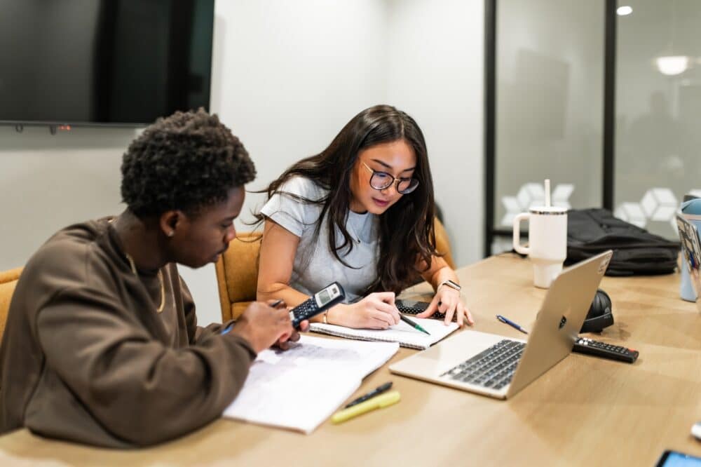 Aperture residents studying in the dedicated study lounge